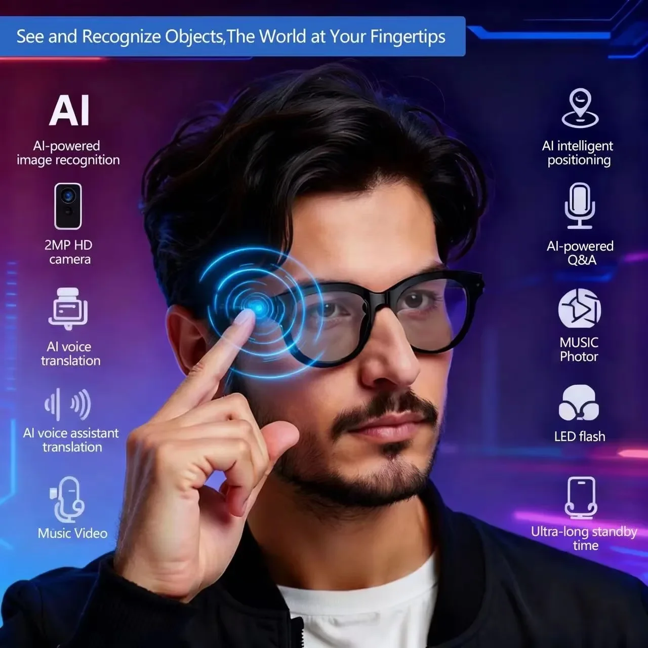 Audio With Music Ai - Умные солнцезащитные очки AI для мужчин