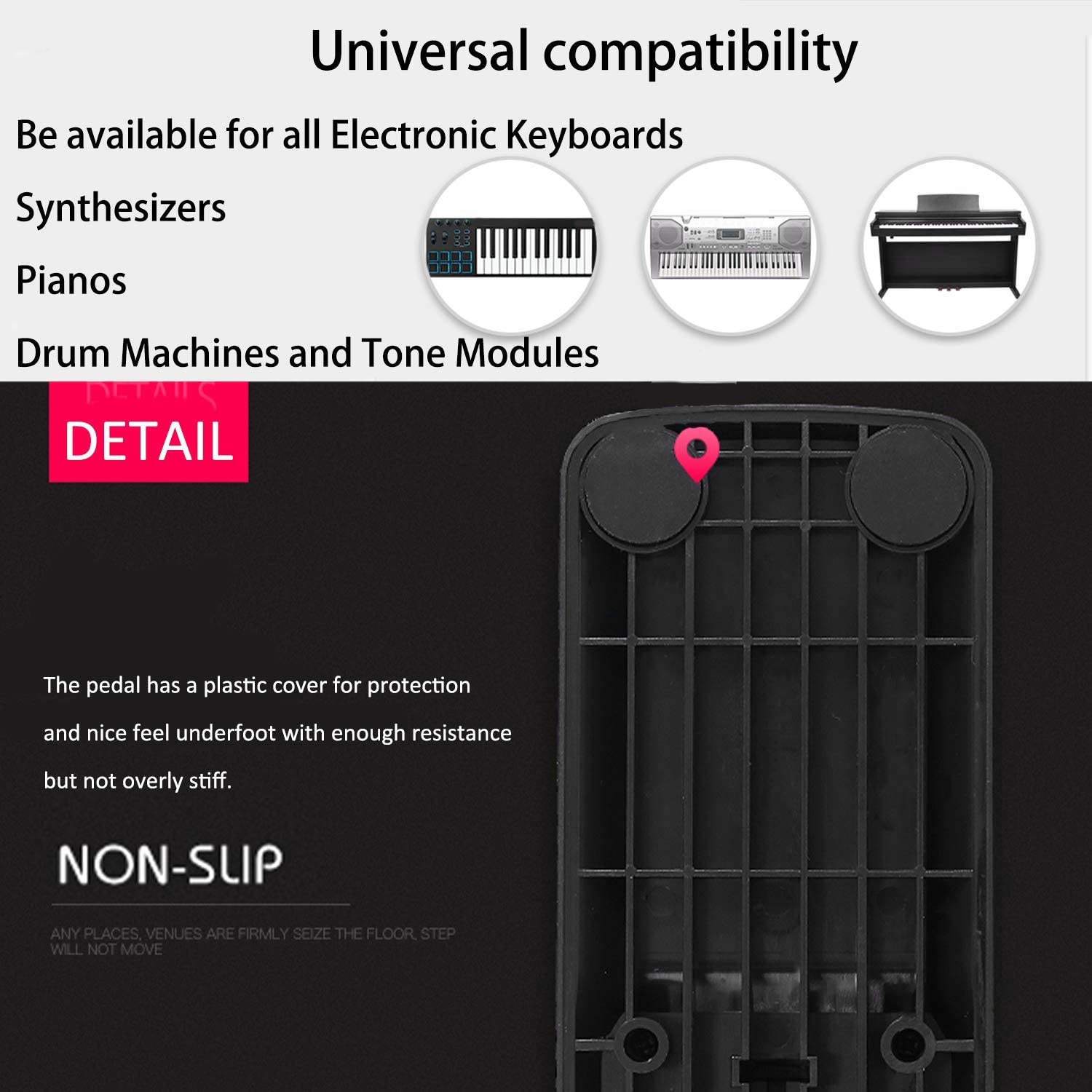 Piano Sustain Pedal - Универсальный педаль-сустейнер Superior, нескользящая педаль, прочная,
