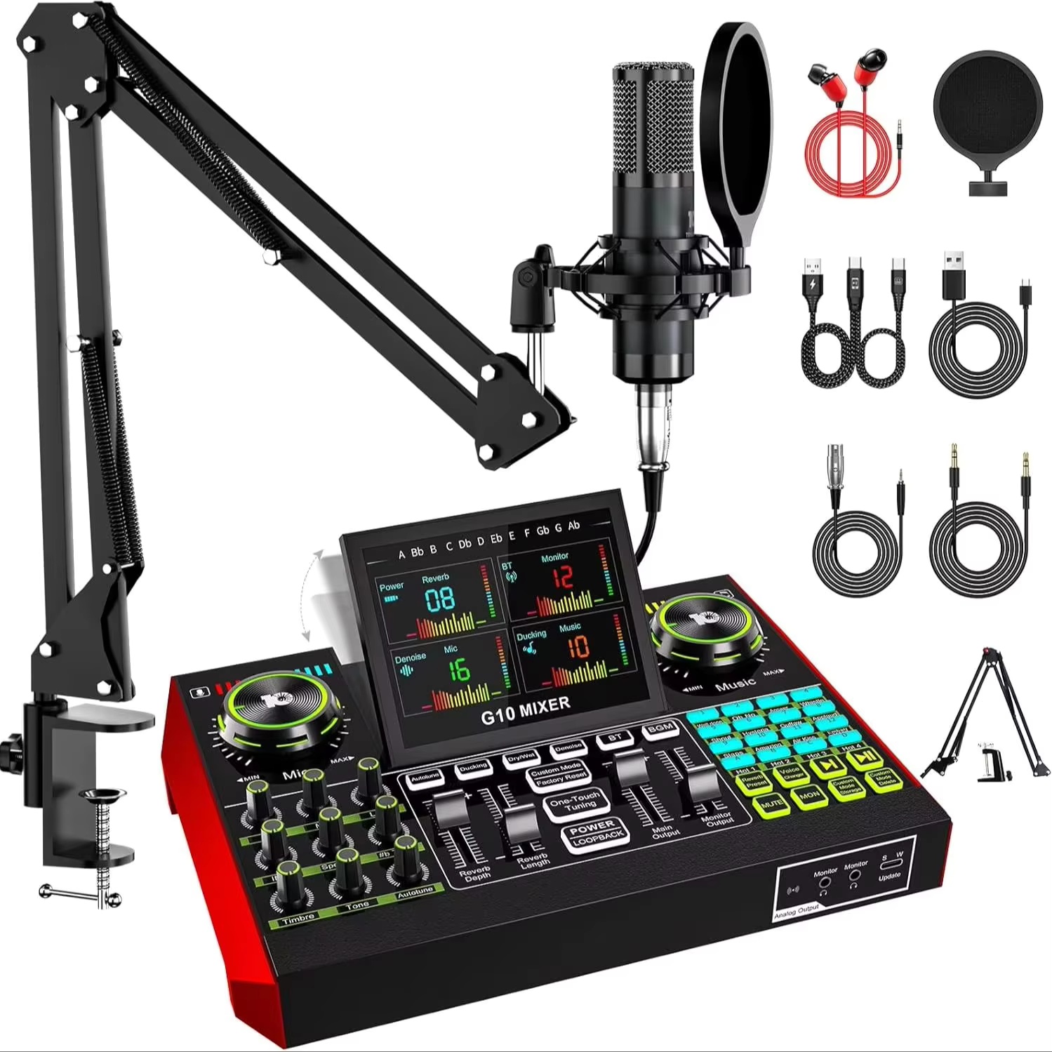 Audio Music Sound - Аудиоинтерфейс Tenlamp G10 для прямых трансляций,